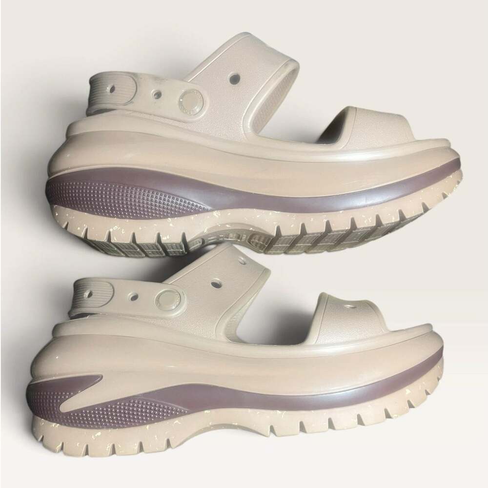 Croc's Unisex Beige and Brown Platform Wedge Sandals Men 6 Women 8 NIB